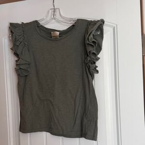 Olive Ruffled Sleeve Top